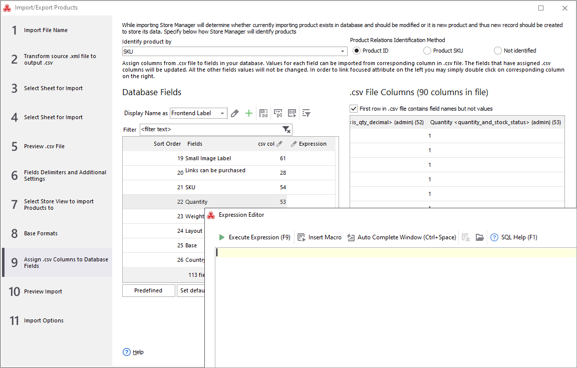 Magento Expression at the Step of Import from Supplier