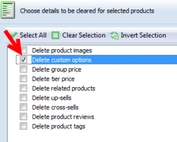 how to bulk remove magento custom options